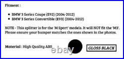 BMW 3 Series E92 E93 Gloss Black Rear Valance Diffuser Spoiler Splitter M Sport BMW 3 Series E92 E93 Gloss Black Rear Valance Diffuser Spoiler Splitter M Sport