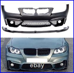 BMW 3 series E90 E91 M4 sport style look front bumper & splitter 05-08 fogs UK