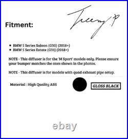 BMW 5 Series G30 G38 M Sport Black Rear Bumper Spoiler Diffuser Quad 2017-2022