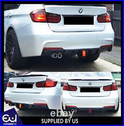 Bmw F30 F31 3 Series Rear Diffuser M Sport Twin Exhaust Gloss Black With Led