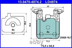 Brake Pads Set Braking Pad Rear Ate 130470-48742 P New Oe Replacement