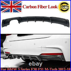 Carbon Fiber Look Rear Diffuser For BMW 3 Series F30 F31 328i 340i M Sport 12-18