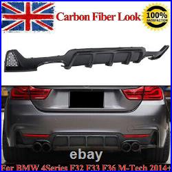 Carbon Fiber Look Rear Diffuser Quad For BMW 4Series F32 F33 F36 M Sport 2014-20