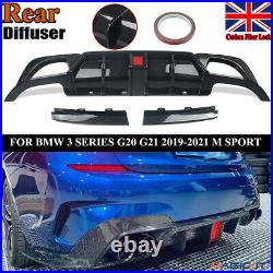 Carbon Look Rear Bumper Diffuser Quad Pipes For BMW 3 Series G20 G21 M Sport 19+