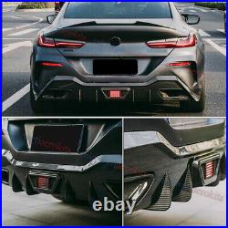 Carbon Look Rear Diffuser With LED For BMW 8 Series G16 Gran Coupe M Sport 2018-23