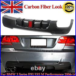 Carbon Painted Rear Bumper Diffuser With LED For BMW 3Series E92 Coupe E93 M Sport