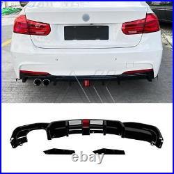 FIT BMW 3 SER F30 M SPORT PERFORMANCE DUAL REAR DIFFUSER VALANCE With BRAKE LIGHT