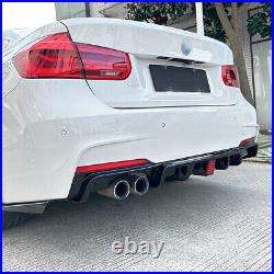 FIT BMW 3 SER F30 M SPORT PERFORMANCE DUAL REAR DIFFUSER VALANCE With BRAKE LIGHT