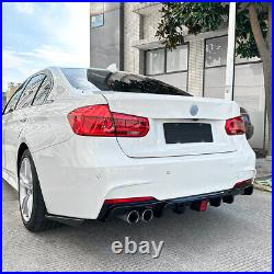 FIT BMW 3 SER F30 M SPORT PERFORMANCE DUAL REAR DIFFUSER VALANCE With BRAKE LIGHT