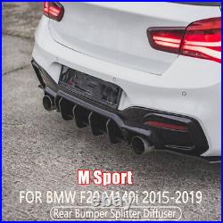 FOR BMW 1 SERIES F20 F21 M135i M140i M SPORT GLOSS BLACK REAR DIFFUSER 15-19 LCI