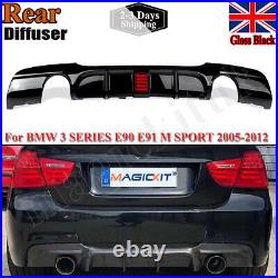 FOR BMW 3 SERIES E90 E91 M SPORT REAR DIFFUSER VALANCE 335i STYLE 05-12 With LED