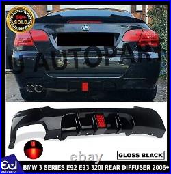 FOR BMW 3 SERIES E92 E93 320i M SPORT REAR DIFFUSER SPLITTER VALANCE LED 2006+