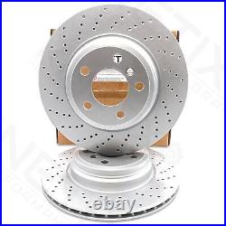 FOR BMW 335d F30 F31 M SPORT COATED CROSS DRILLED REAR BRAKE DISCS PAIR 330mm