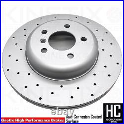 FOR BMW 5 SERIES 530d M SPORT REAR DRILLED PERFORMANCE BRAKE DISCS PAIR 345mm