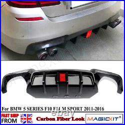 FOR BMW 5 SERIES F10 10-16 REAR BUMPER DIFFUSER M-SPORT SPLITTER VALANCE With LED