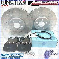 FOR BMW 740Le M SPORT FRONT REAR DIMPLED GROOVE BRAKE DISCS PADS WIRES 348m 345m