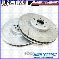 FOR BMW 740Le M SPORT FRONT REAR DIMPLED GROOVE BRAKE DISCS PADS WIRES 348m 345m