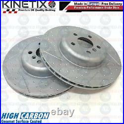 FOR BMW 740Le M SPORT FRONT REAR DIMPLED GROOVE BRAKE DISCS PADS WIRES 348m 345m