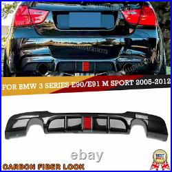 FOR BMW E90 E91 3 SERIES M SPORT REAR DIFFUSER 335i F1 STYLE CARBON LOOK DUAL UK