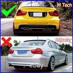 FOR BMW E90 E91 3 SERIES M SPORT REAR DIFFUSER LIP QUAD STYLE CARBON LOOK With LED