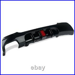FOR BMW E92 E93 328i M SPORT REAR DIFFUSER VALANCE GLOSS BLACK F1 STYLE With LED