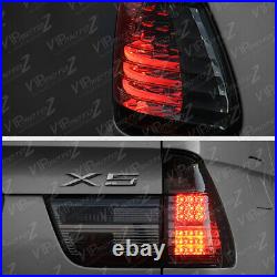 For 00-06 BMW X5 E53 SMOKE+CHROME Tail Light LED Signal Brake Lamp Pair LH RH