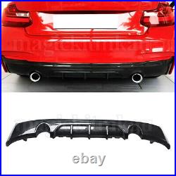 For 13-18 BMW 2Series F22 F23 M Sport Rear Bumper Diffuser Dual Tips Carbon Look