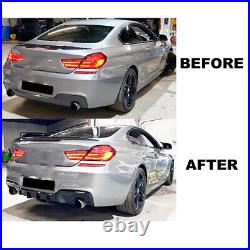 For 2012-18 BMW 6 Series F06 F12 F13 M Sport Rear Diffuser Dual-Pipe Gloss Black