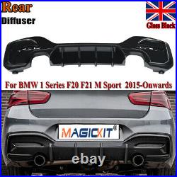 For BMW 1 Series M Sport F20 F21 M135i M140i Gloss Black Rear Diffuser Bumper