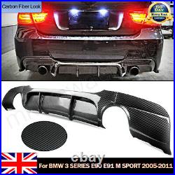 For BMW 3 Series E90 E91 M-Sport 05-11 Carbon Look Rear Bumper Diffuser Spoiler