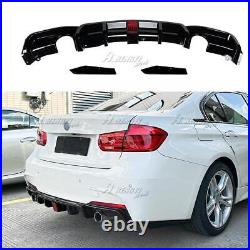 For BMW 3 Series F30 M Sport Rear Valance Diffuser Dual Exit 11-18 With LED Brake