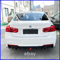 For BMW 3 Series F30 M Sport Rear Valance Diffuser Dual Exit 11-18 With LED Brake