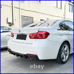 For BMW 3 Series F30 M Sport Rear Valance Diffuser Dual Exit 11-18 With LED Brake