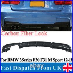 For BMW 3Series F30 F31 M Sport 2012-19 Saloon Rear Diffuser Spoiler Carbon Look