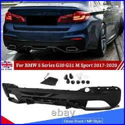 For BMW 5 Series G30 G31 17-20 M Sport Rear Bumper Diffuser MP Style Gloss Black