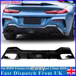 For BMW 8 Series G14 G15 M Sport Rear Diffuser With LED Light Gloss Black F1 Style