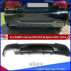 For BMW E92 E93 M Sport 2007-13 Rear Diffuser Exhaust Valance Carbon Fiber Look