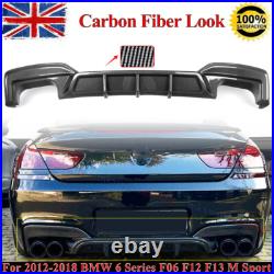 For BMW F06 F12 F13 M Sport Carbon Fiber Look Rear Bumper Diffuser Lip 2012-2018