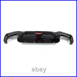 For BMW G30 G31 G38 2017-21 M Sport Gloss Black Rear Bumper Diffuser Lip WithLight