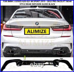 For Bmw 3 Series G20 G21 2019 M Sport 318 320 330 Rear Diffuser Lip Gloss Black