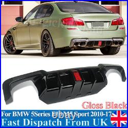 For Bmw 5series F10 M5 M Sport Rear Diffuser Lip/w Led Light Gloss Black 2010-17
