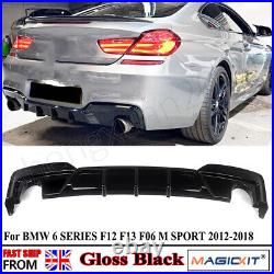 For Bmw 6 Series F12 F13 F06 M Sport Performance Rear Diffuser Gloss Black 12-18