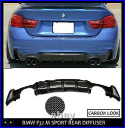 For Bmw F32 F33 M Sport Rear Bumper Diffuser Dual Tip Exhaust Carbon Fibre Color