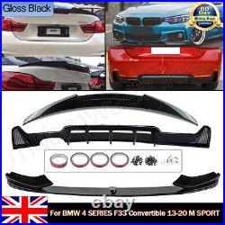 For Bmw F33 M Sport Body Kit Front Splitter Rear Diffuser Spoiler Gloss Black Uk