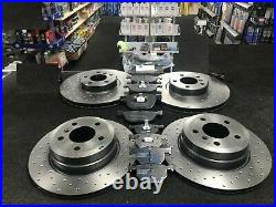 For Bmw X5 3.0 M50d F15 M Sport Front Rear Drilled Brake Discs & Pads 385+345 MM