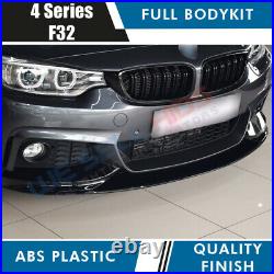 GLOSS BLACK BODY KIT for BMW 4 SERIES F32 SPLITTER DIFFUSER SIDE SKIRTS M SPORT