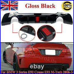 Gloss Black Rear Diffuser With LED For BMW 3 Series E92 E93 335i M Sport 2006-2014