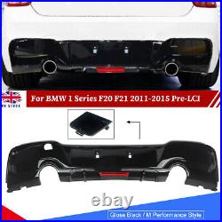 Gloss Black Rear Diffuser With LED For BMW F20 F21 M135i M Sport 2011-15 Pre-LCI