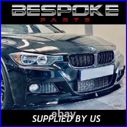 Gloss Black Rear Spoiler Lip + Front Splitter Fit Bmw 3 Series M Sport F30 F31