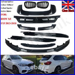 Gloss Blk For Bmw X5 F15 M Sport Body Kit Front Lip+rear Diffuser+skirts+grille